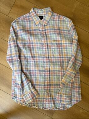 J. Crew Pastel Multi-Color Plaid Button-Down Shirt